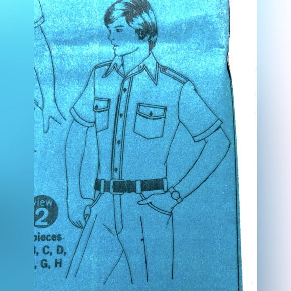 VTG 70s simplicity sewing pattern men's short sleeve shirt epaulets size 38-40 - Picture 7 of 16